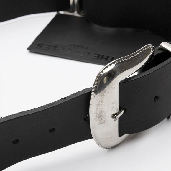 The Kooples Women Large Leather & Chain Belt Black Size 2 main image 4